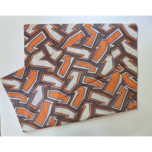 Vintage 70's Pillowcase, Funky Orange Purple & White Pattern, 1970's Bedding - Picture 3 of 10